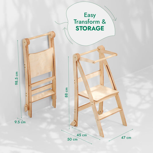 Kids Helper Toddler Tower – Foldable Graphite Step Stool for Safe, Confident, Everyday Participation