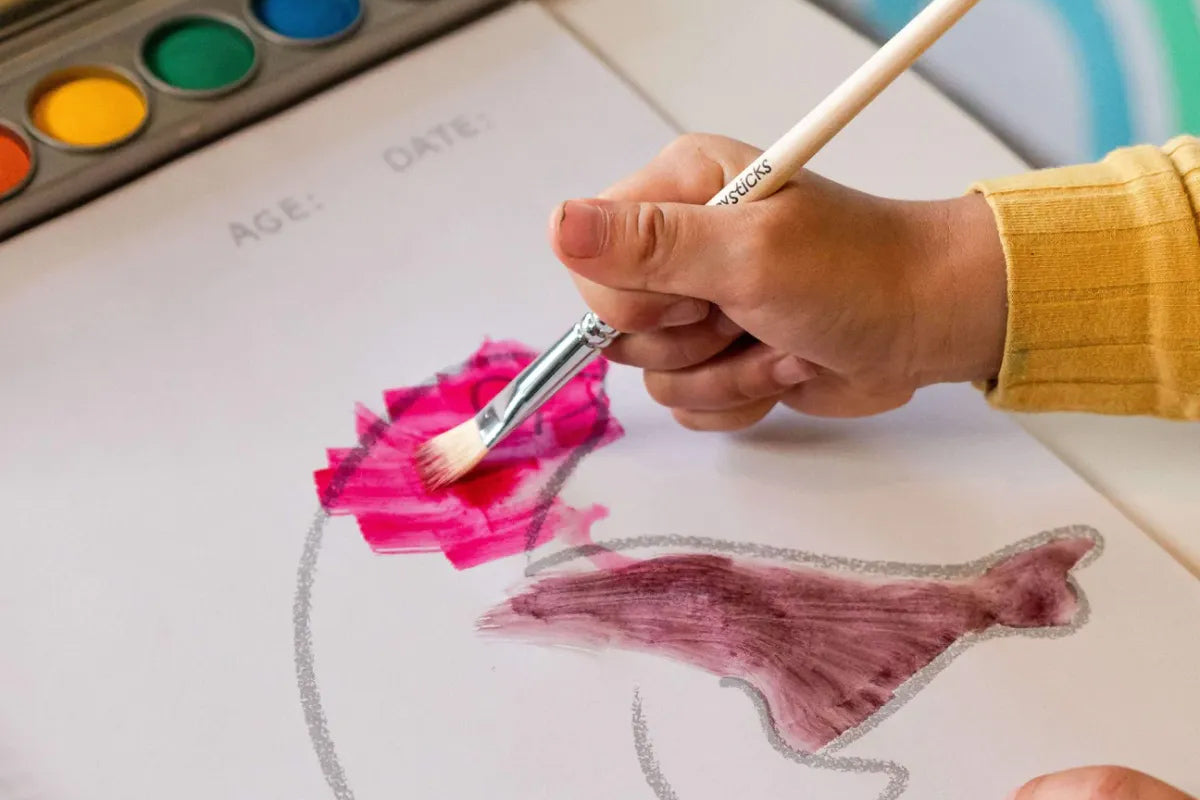 Honeysticks Watercolor Paint Set – Non-Toxic Natural Paints for Kids with Brush, 8 Colors