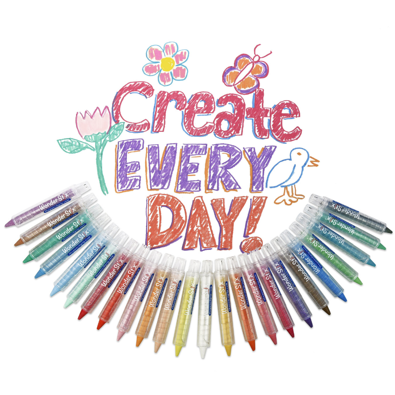 The Pencil Grip Inc. Wonder Stix – Set of 12 Washable Crayons That Write on Almost Anything