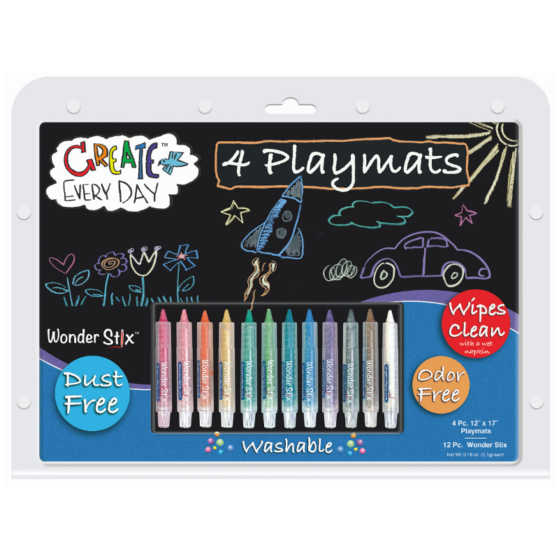 Reusable Blackboard Placemat Set with Wonder Stix – Travel & Mess-Free Drawing Fun