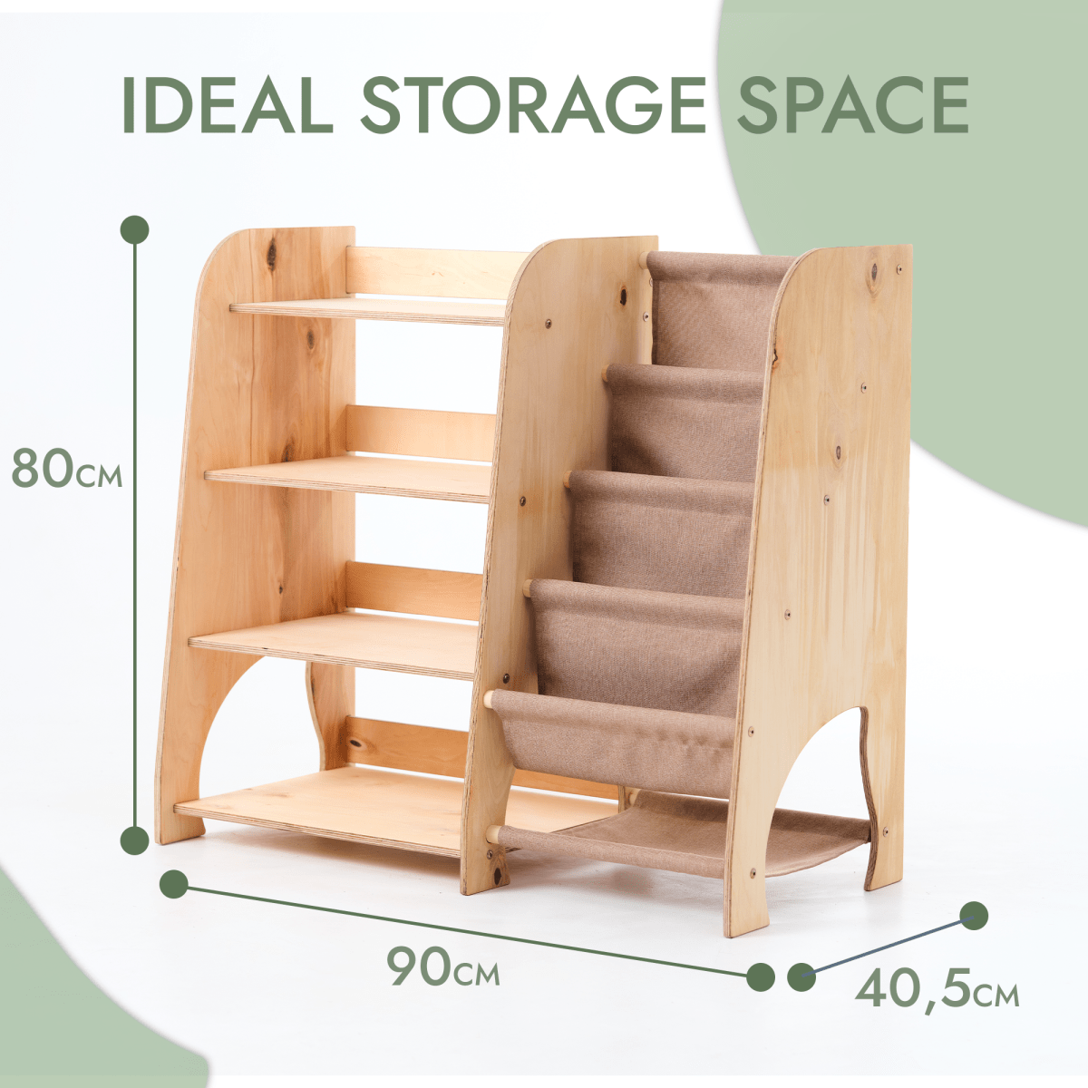 Wooden Montessori 2 in 1 Bookshelf and Shelving for Toddlers