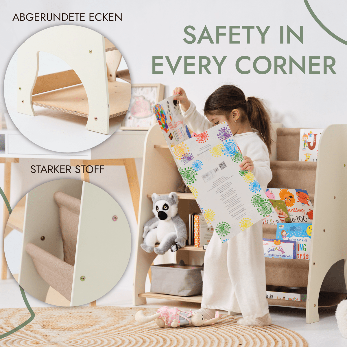 Wooden Montessori 2 in 1 Bookshelf and Shelving for Toddlers
