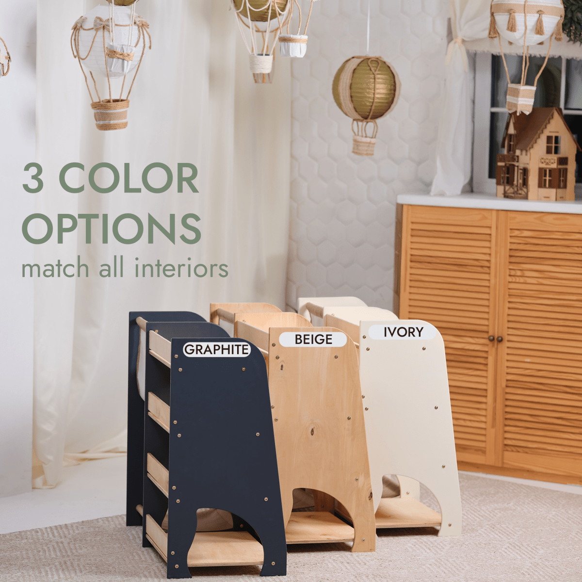 Wooden Montessori 2 in 1 Bookshelf and Shelving for Toddlers