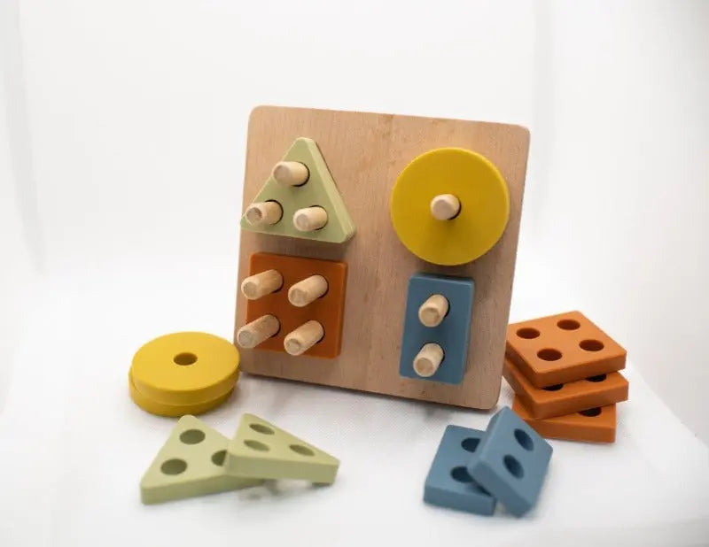 LYTL Montessori Shape Puzzle Toy – Wooden & Silicone Early Learning Puzzle for Toddlers
